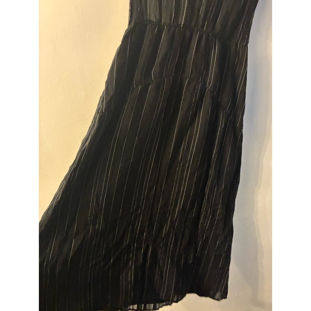 VINCE x Revolve Drapey Stripe Tiered Midi Dress | Black Pinstripe Minimialist 0 - Picture 5 of 11